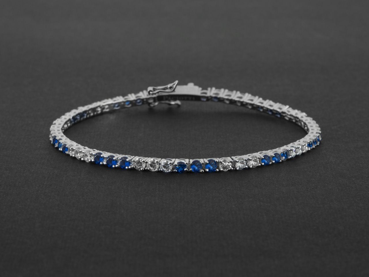Bracciale Uomo Cesare Paciotti Tennis Argento 925 Zirconi Bianchi Blu JPBR2481B/19