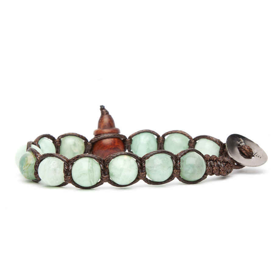 Bracciale Uomo Tamashii Pietra Quarzo Verde Biglie Porta Fortuna Tibetano BHS900-276