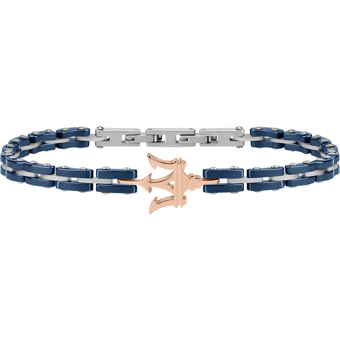 Bracciale Maserati Uomo Acciaio Ceramica Blu Tridente