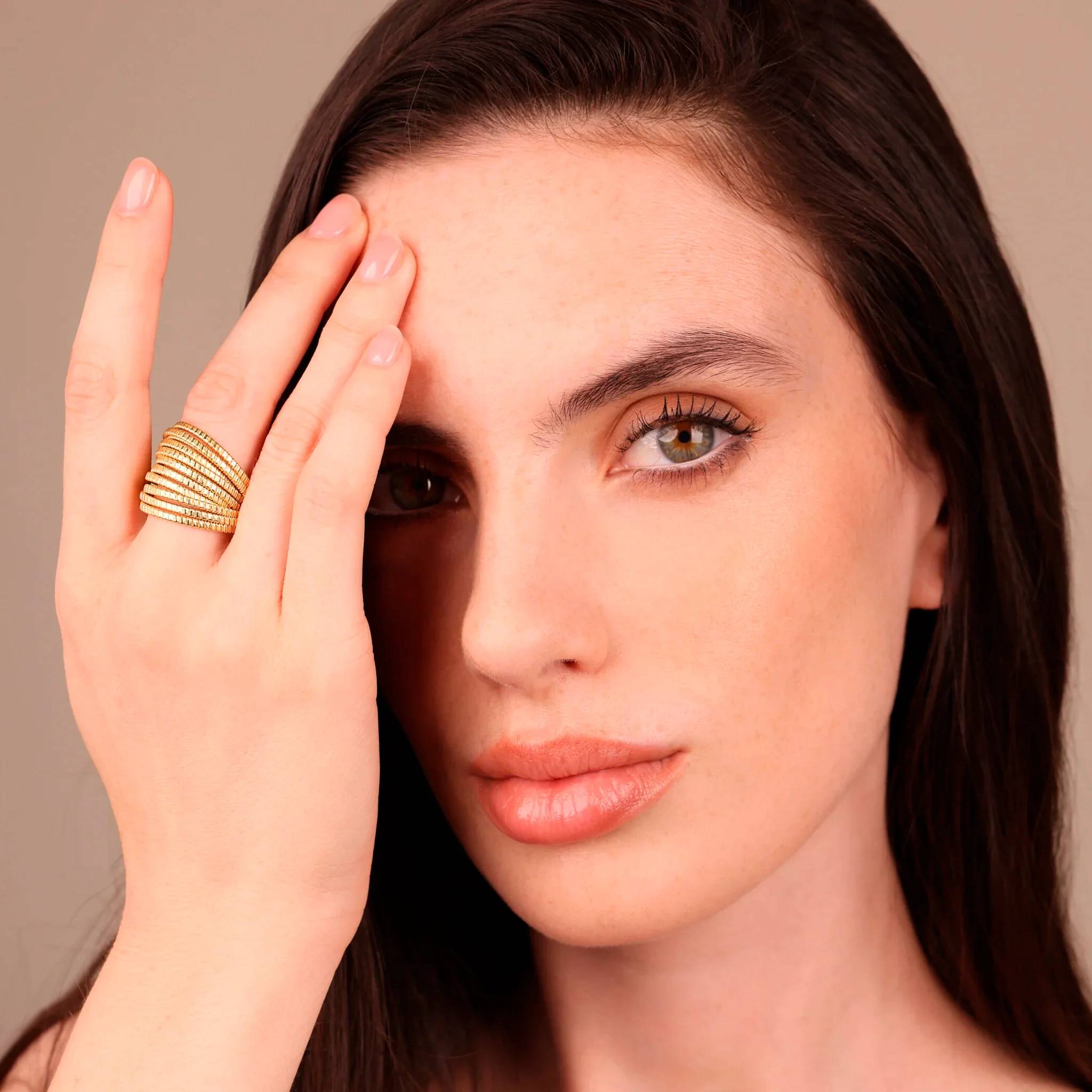 Anello Donna Etrusca Bronzo Dorato Oro 18 KT WSET00927.YG-16