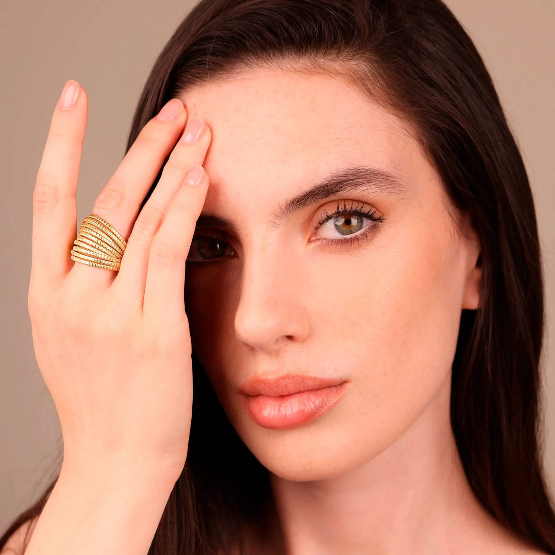 Anello Donna Etrusca Bronzo Dorato Oro 18 KT WSET00927.YG-16