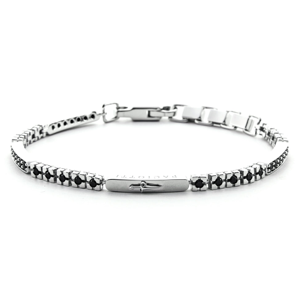 Bracciale Uomo Cesare Paciotti Tennis Argento Spinelli Neri JPBR5087B