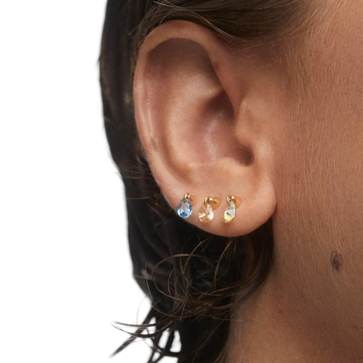 Orecchini mono Donna PDPaola Argento Dorato 925 Con Zircone Verde  PG01-203-U