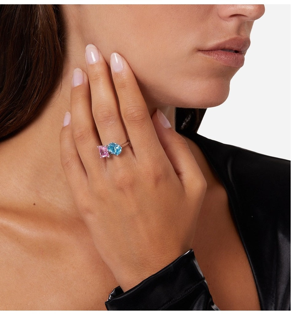 Anello Donna Chiara Ferragni Acciaio Zircone Rosa e acquamarina J19AVS07014