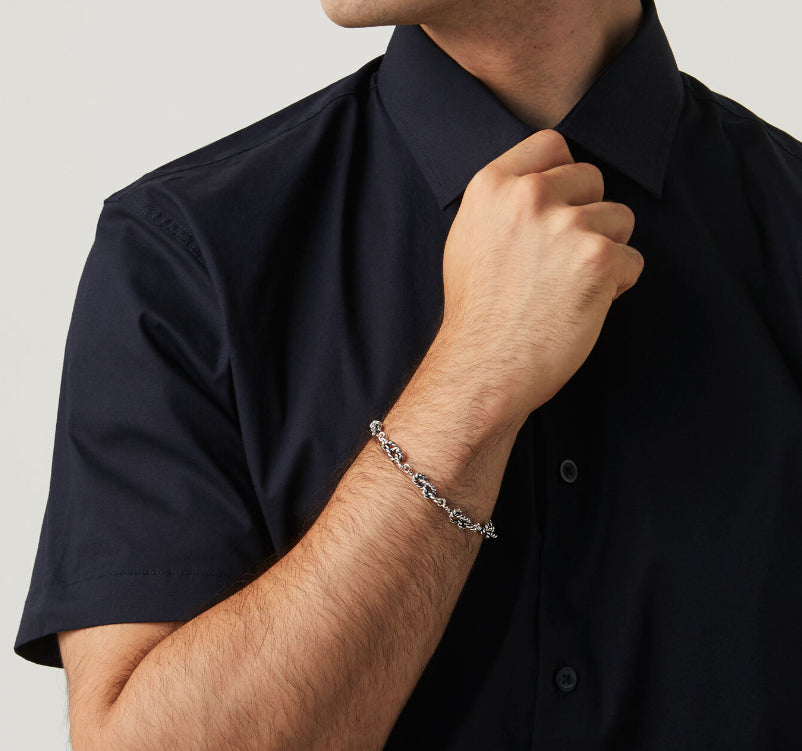 Bracciale Uomo Giovanni Raspini Argento 925 Intrecciato Nodo Marinaro 08485