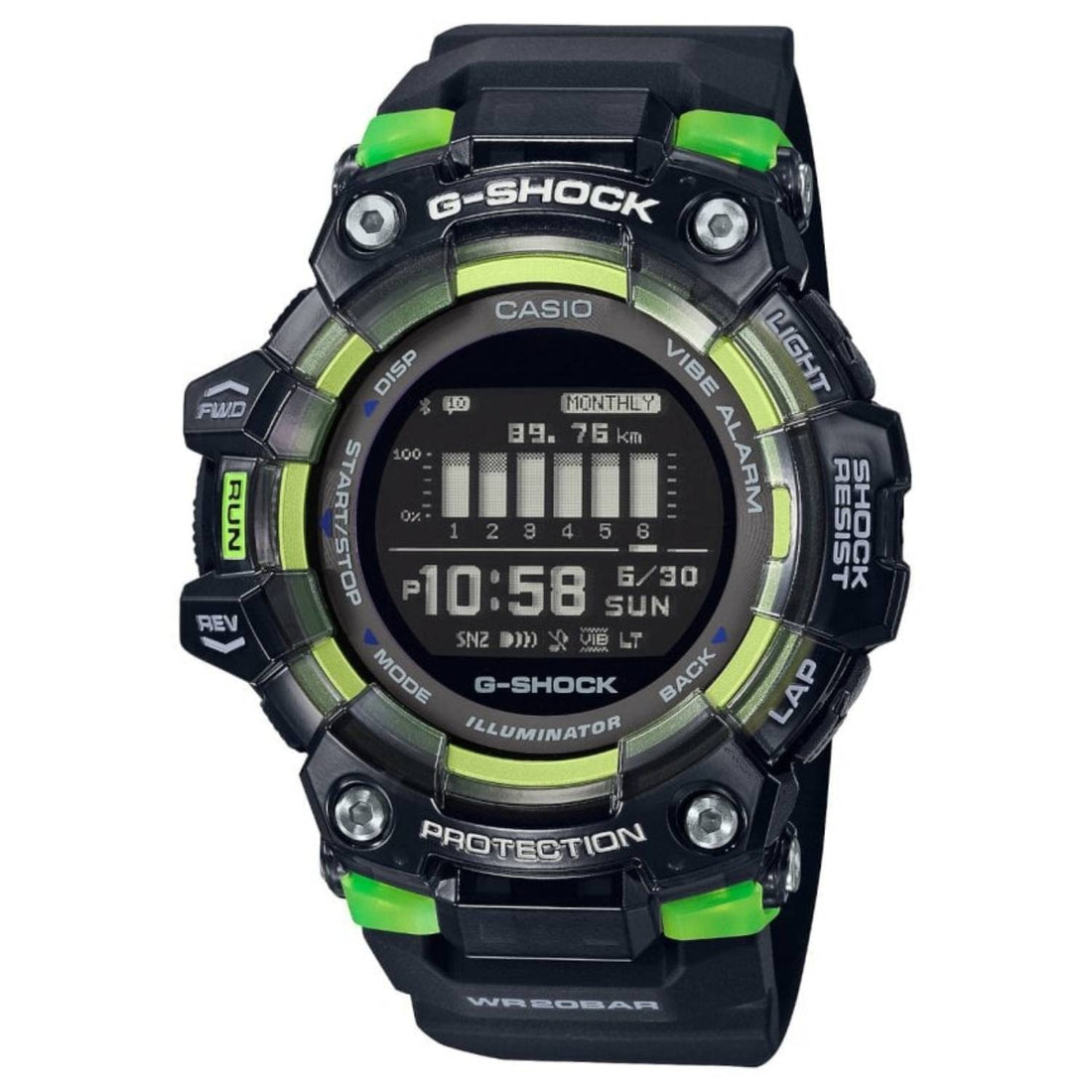 Orologio Uomo Casio G-Shock G-Squad GBD-100SM-1ER Digitale Nero Verde Bluetooth