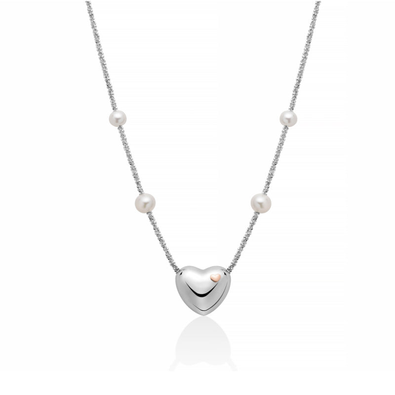 Collana Donna Miluna Argento 925 Miss Italia Perle Bianche Cuore Liscio PCL6442