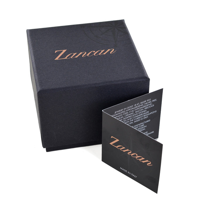 Collana Uomo Zancan Acciaio Dorato Croce Ceramica Nera Zirconi Bianchi UHC003