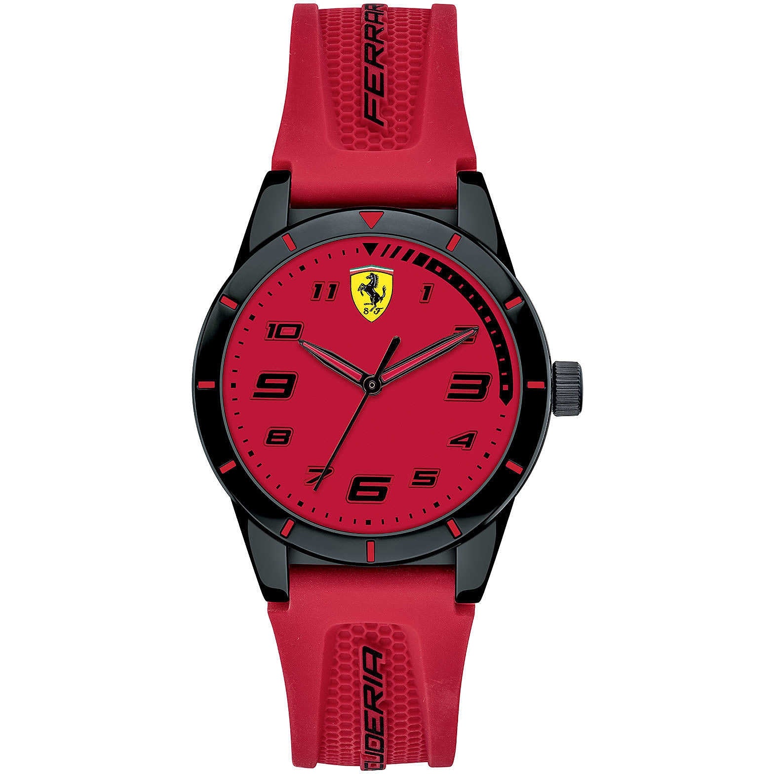 Orologio Uomo Ferrari Redrev Quarzo Solo Tempo Rosso Nero Numeri FER0860008