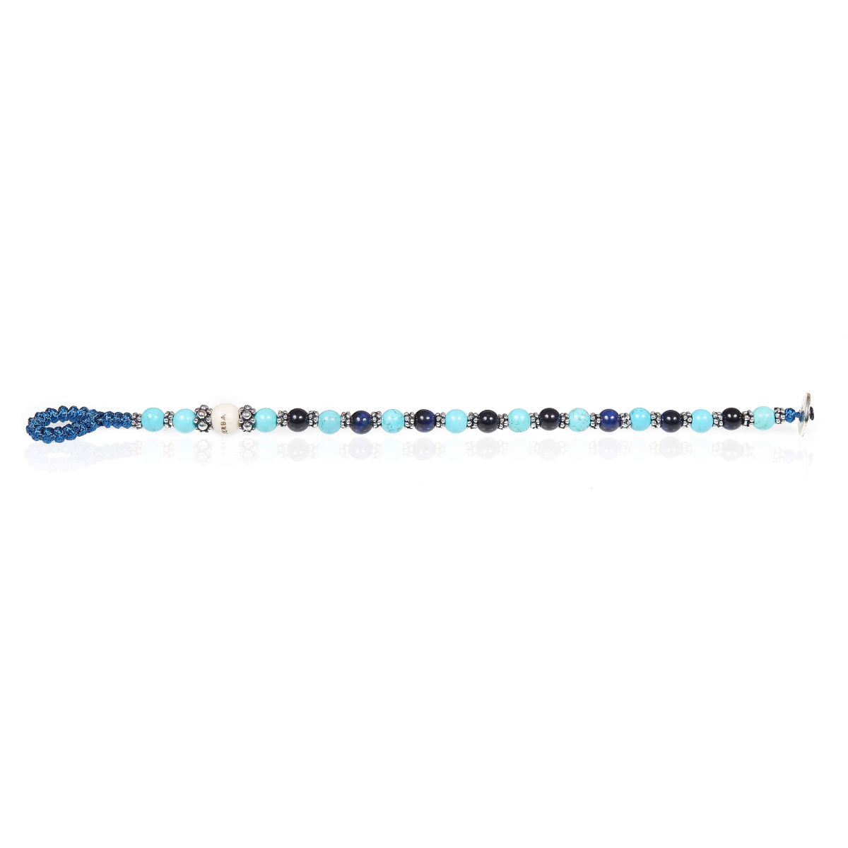 Bracciale Uomo Gerba Argento 925 Pietre Occhio di Tigre Blu Marrone COD.081