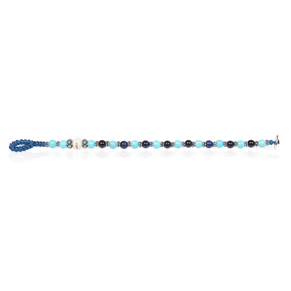 Bracciale Uomo Gerba Argento 925 Pietre Occhio di Tigre Blu Marrone COD.081