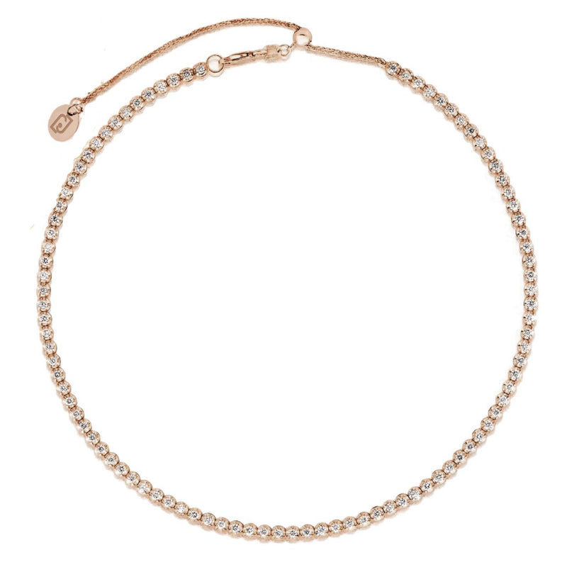 Collana Donna Liu-jo Tennis Choker Acciaio Rosè Zirconi Bianchi LJ2477