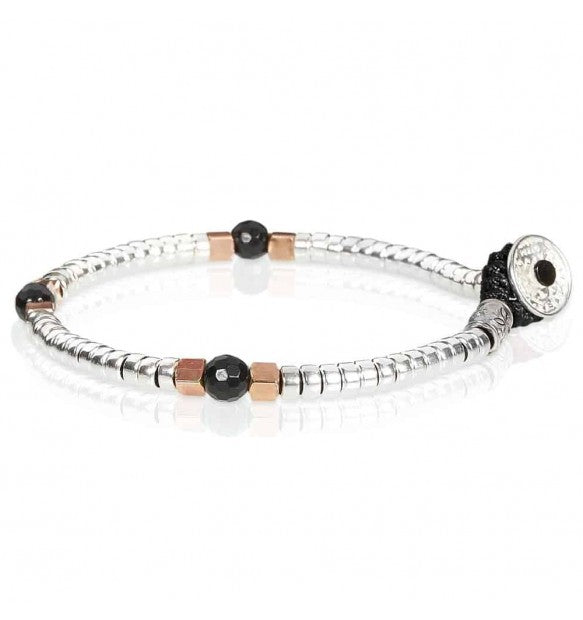 Bracciale Unisex Gerba Argento 925 Mon Amour Pietre Onice Nero Sfaccettate MA35