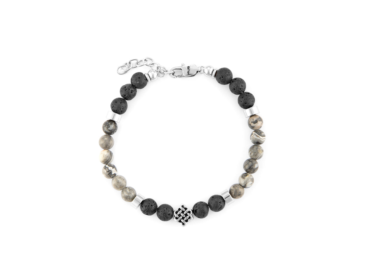 Bracciale Uomo 4US Cesare Paciotti Pietre Vulcanica Grigia 4UBR6232