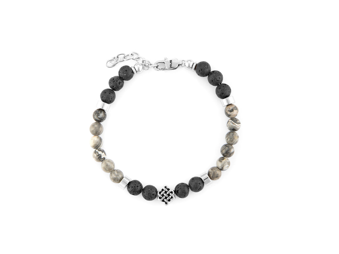 Bracciale Uomo 4US Cesare Paciotti Pietre Vulcanica Grigia 4UBR6232