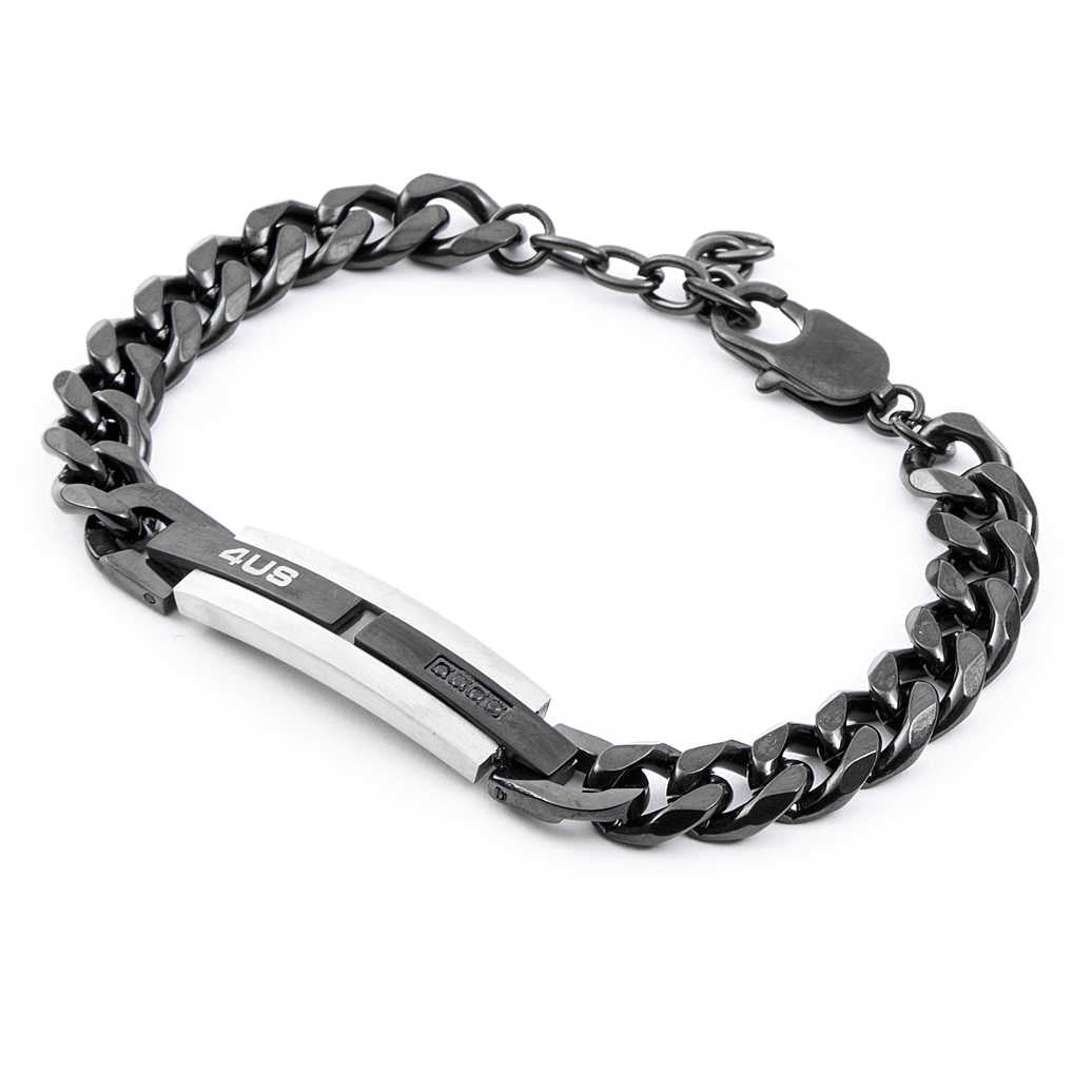 Bracciale Uomo 4US Cesare Paciotti  acciaio con centrale in pvd nero e zircone 4UBR4100