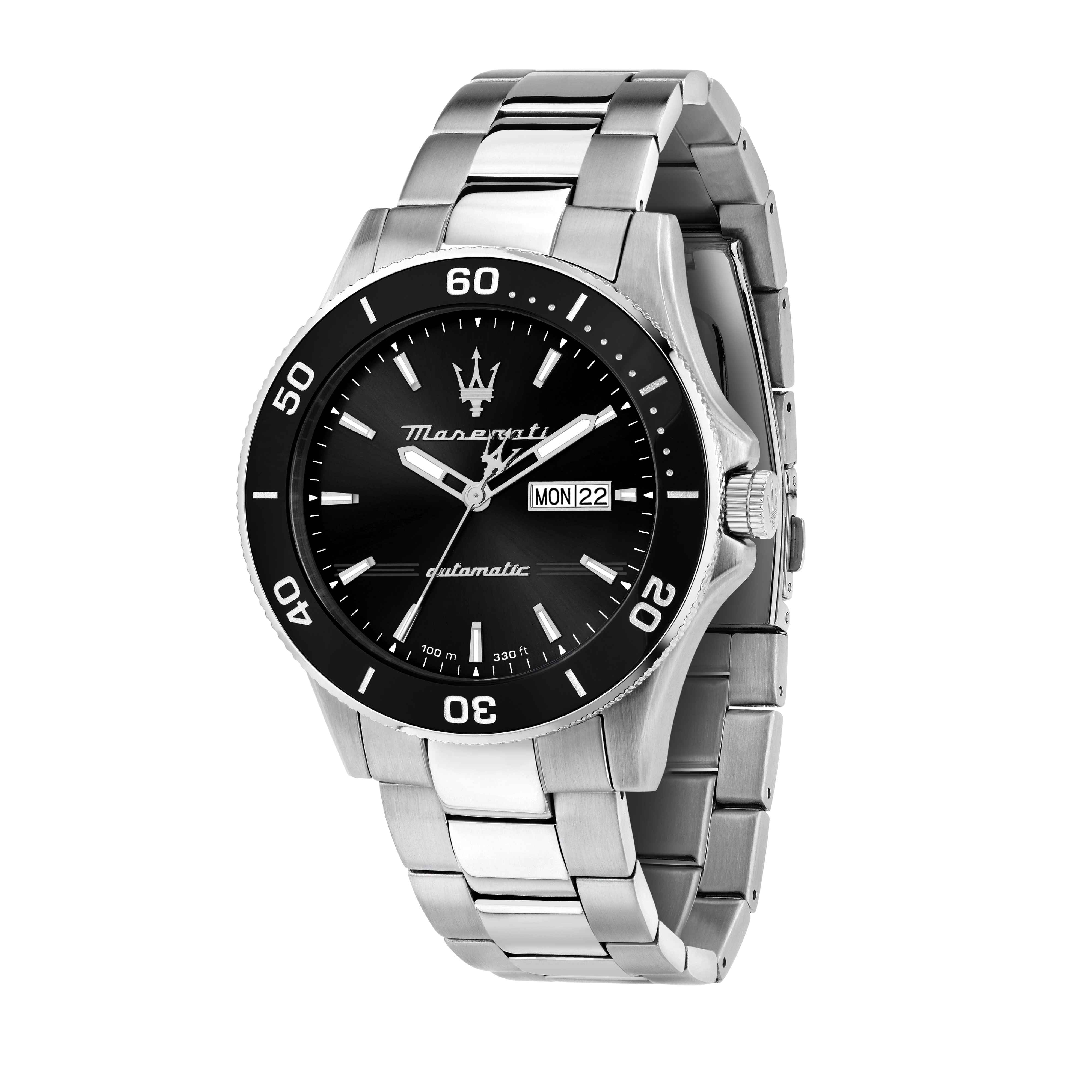 Orologio Uomo Maserati Acciaio Automatico Data Solo Tempo Nero 100 M R8823100002