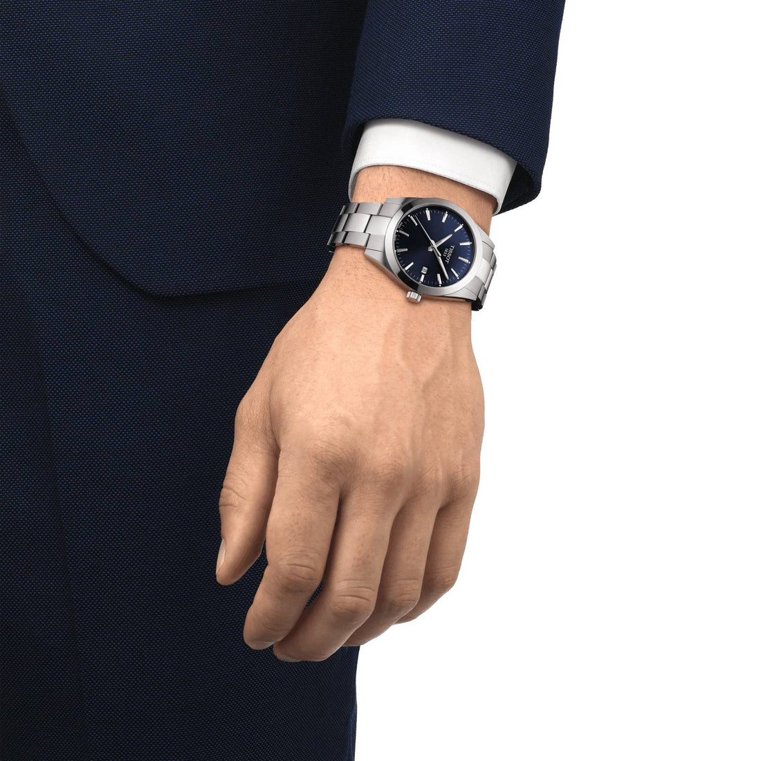 Orologio Uomo Tissot Gentleman Acciaio Quarzo Solo Tempo Data Blu T1274101104100