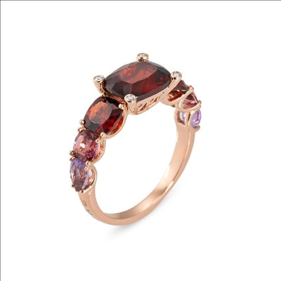 Anello Donna Ponte Vecchio Gioielli Oro 18 KT Granato Diamante CA1760GRR