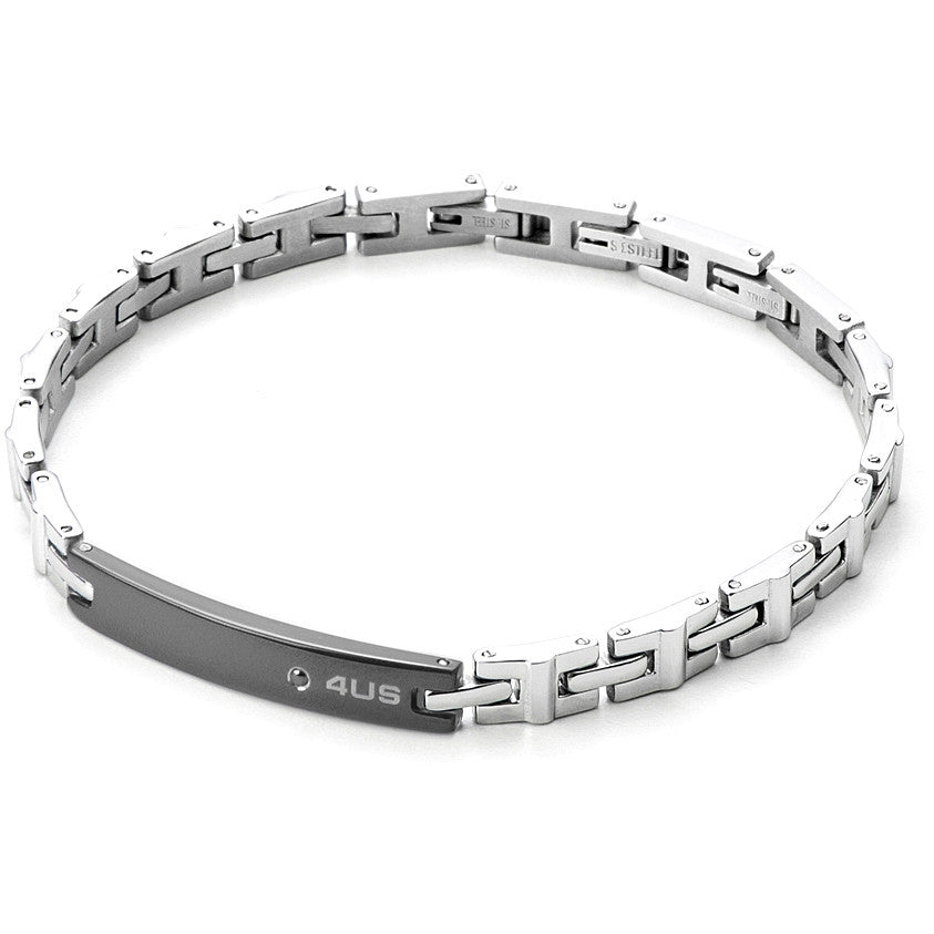 Bracciale Uomo 4US Cesare Paciotti acciaio Bianco con centrale rigido colore PVD nero 4UBR3279