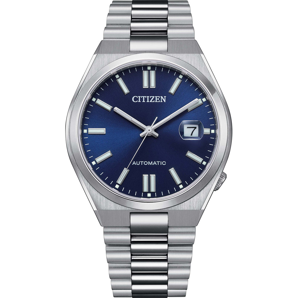 Orologio Uomo Citizen Automatico Acciaio Blu Data Maglia President NJ0150-81L