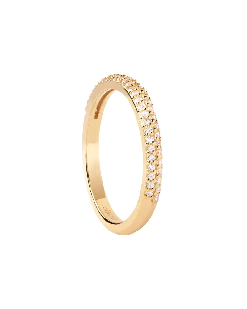 Anello Donna PDPaola Argento 925 Dorato Mezza Veretta Zirconi Bianchi AN01-655-14
