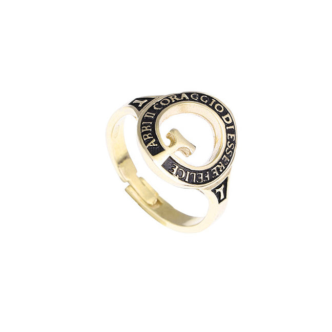 Anello Sacro Tao Agios Argento 925 Dorato Abbi Il Coraggio Di Essere Felice AGI266/A-O Mis. L