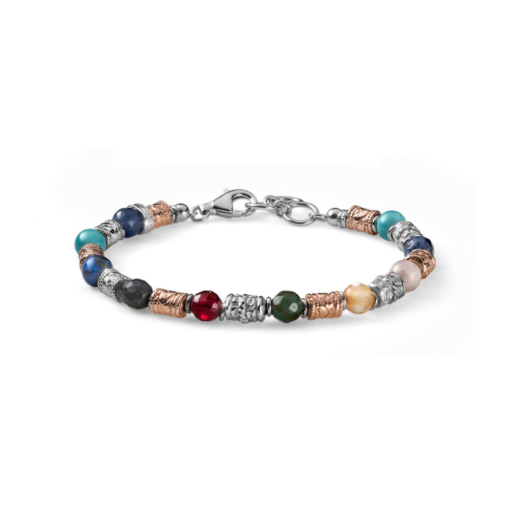 Bracciale Uomo Maria Cristina Sterling Argento 925 Blu Turchese Rosè G4008/19