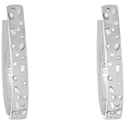 Orecchini Donna Liu Jo Cerchi Ovali Acciaio Bianco Zirconi LJ1827