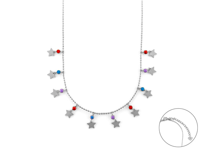 Collana Donna 4US Cesare Paciotti Acciaio Stelle Smalto Arcobaleno 4UCL6531W