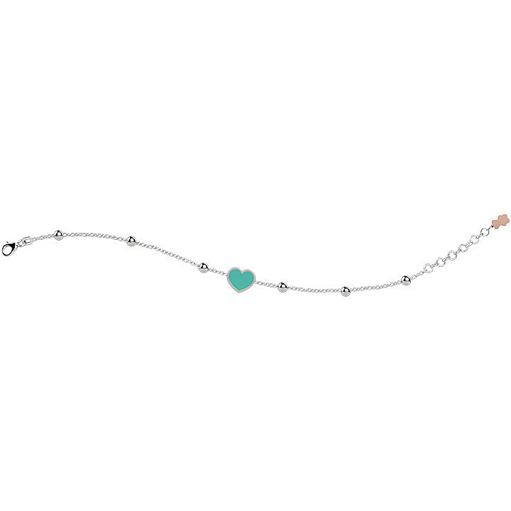 Bracciale Bambino Nanàn Argento 925 Catena Biglie Cuore Smaltato Tiffany NAN0235