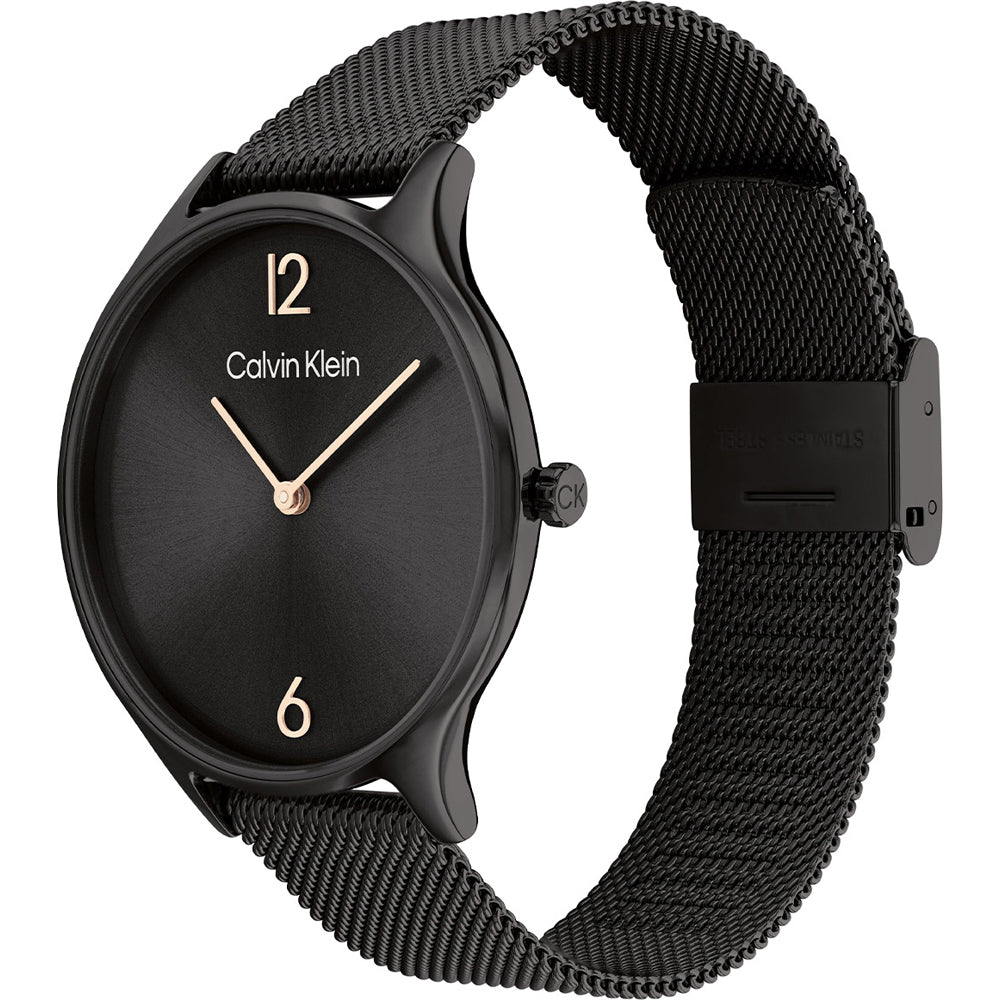 Orologio Unisex Uomo Donna Acciaio Nero Quarzo Solo Tempo Maglia Milano CK25200004