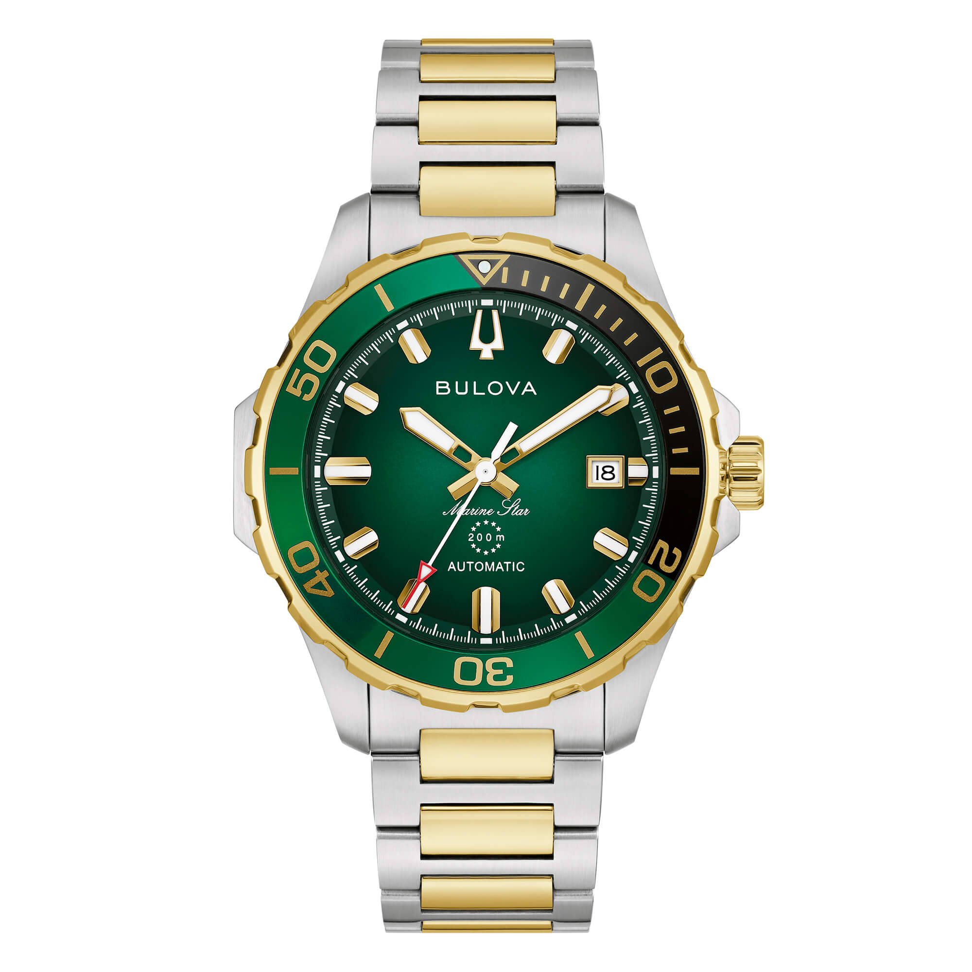 Orologio Uomo Bulova Acciaio Bicolore Marine Star Automatico Verde 98B467