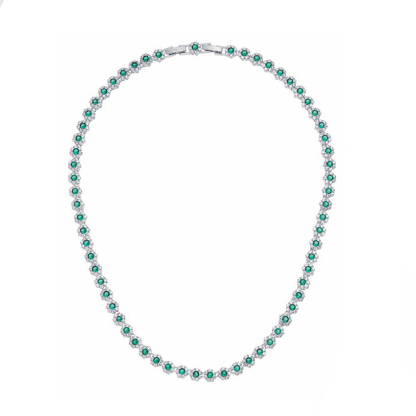 Collana Donna Ottaviani Tennis Girocollo Zirconi Bianchi Verde 501048C
