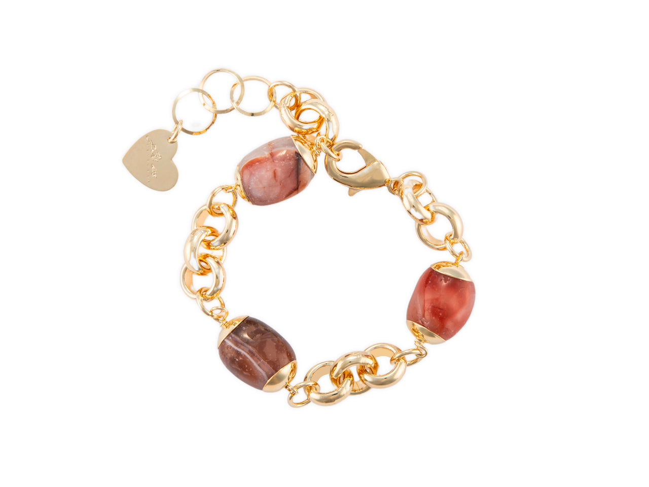 Bracciale Donna Acciaio dorato 4US cesare paciotti  Agata e sasso rosso 4UBR7221W