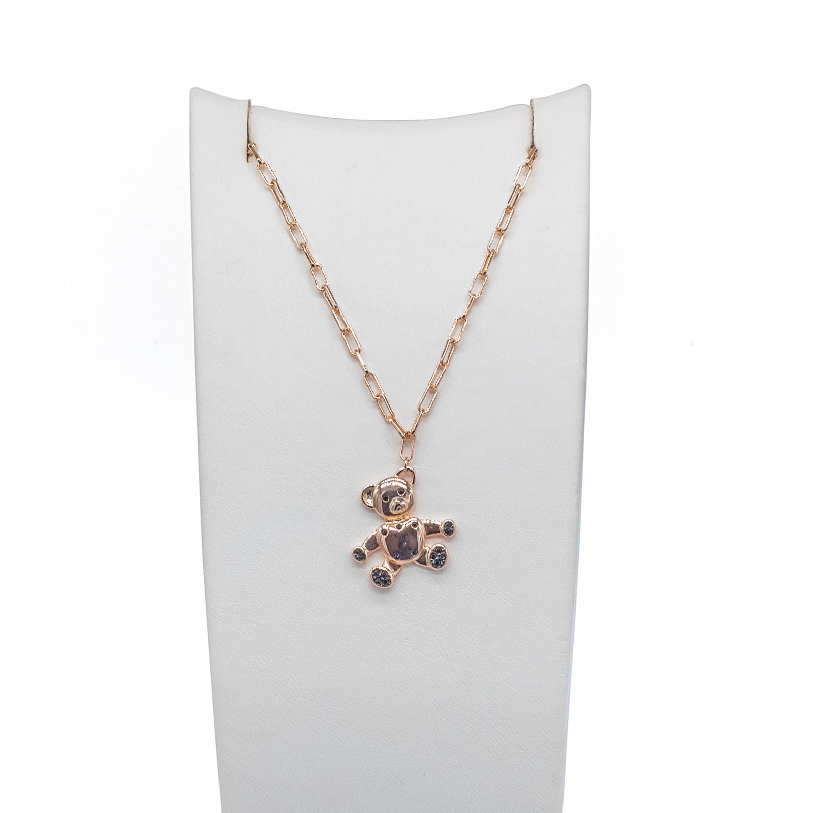Collana Donna Re Mida Argento 925 Rosè Ciondolo Con Orsetto C011