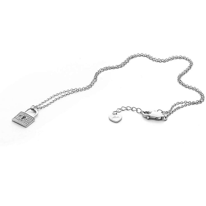 Collana Donna 4US Cesare Paciotti Argento 925 Lucchetto Zirconi Bianchi 4UCL4581W