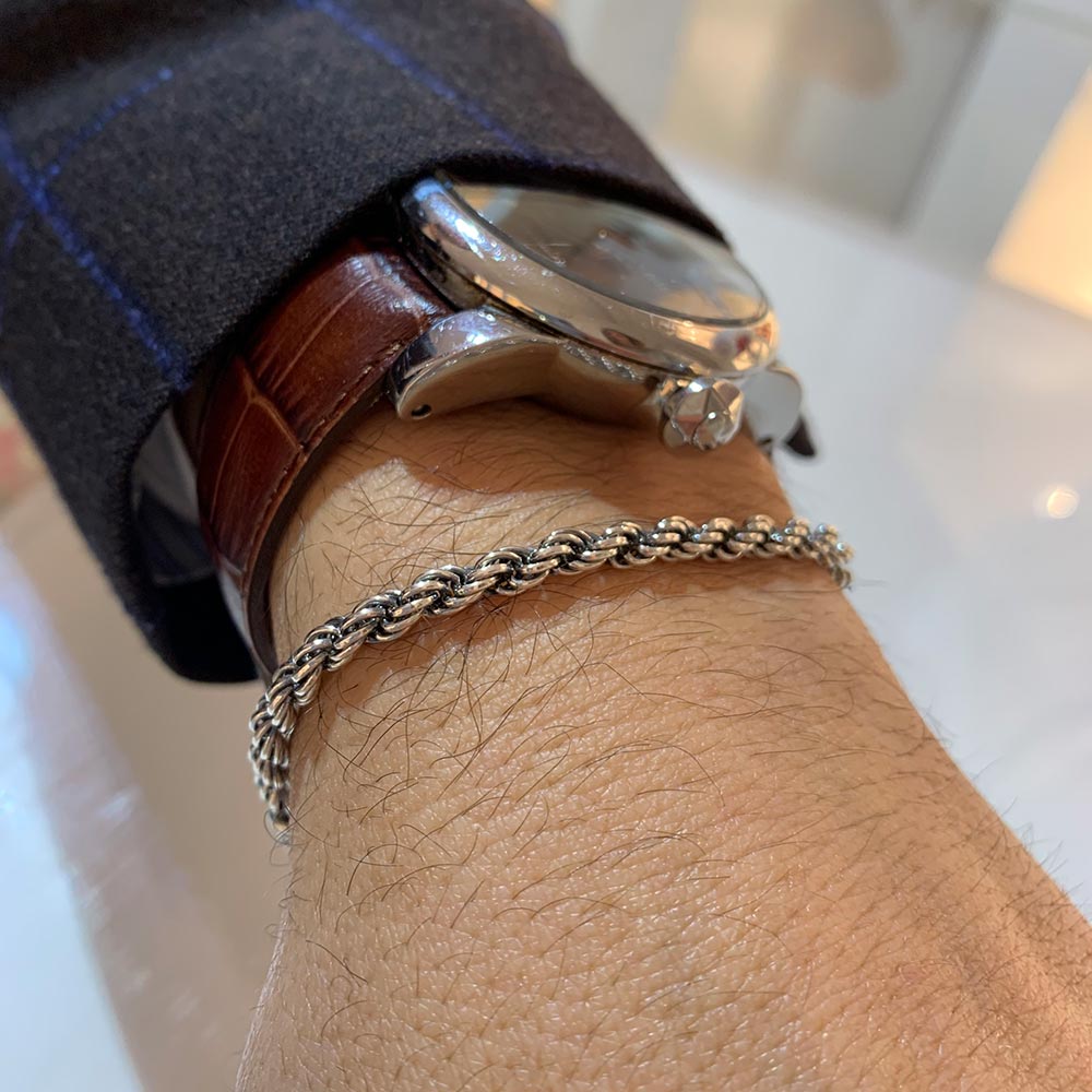 Bracciale Uomo Maria Cristina Sterling Argento 925 Tourchon Intreccio Brunito G3496