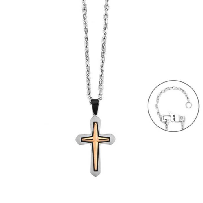 Collana Uomo 4US Cesare Paciotti Acciaio Croce Rosè 4UCL8667