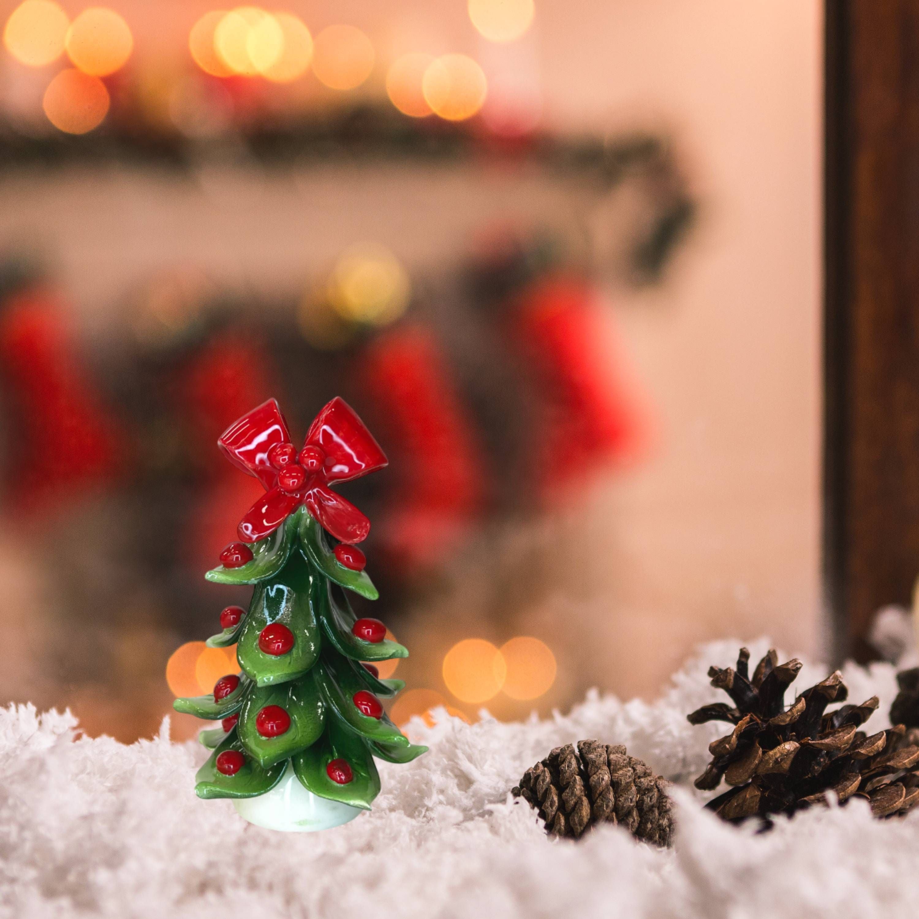 Albero di Natale Capodimonte Palline Rosse Fiocco 10 cm CAP17