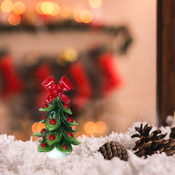 Albero di Natale Capodimonte Palline Rosse Fiocco 10 cm CAP17