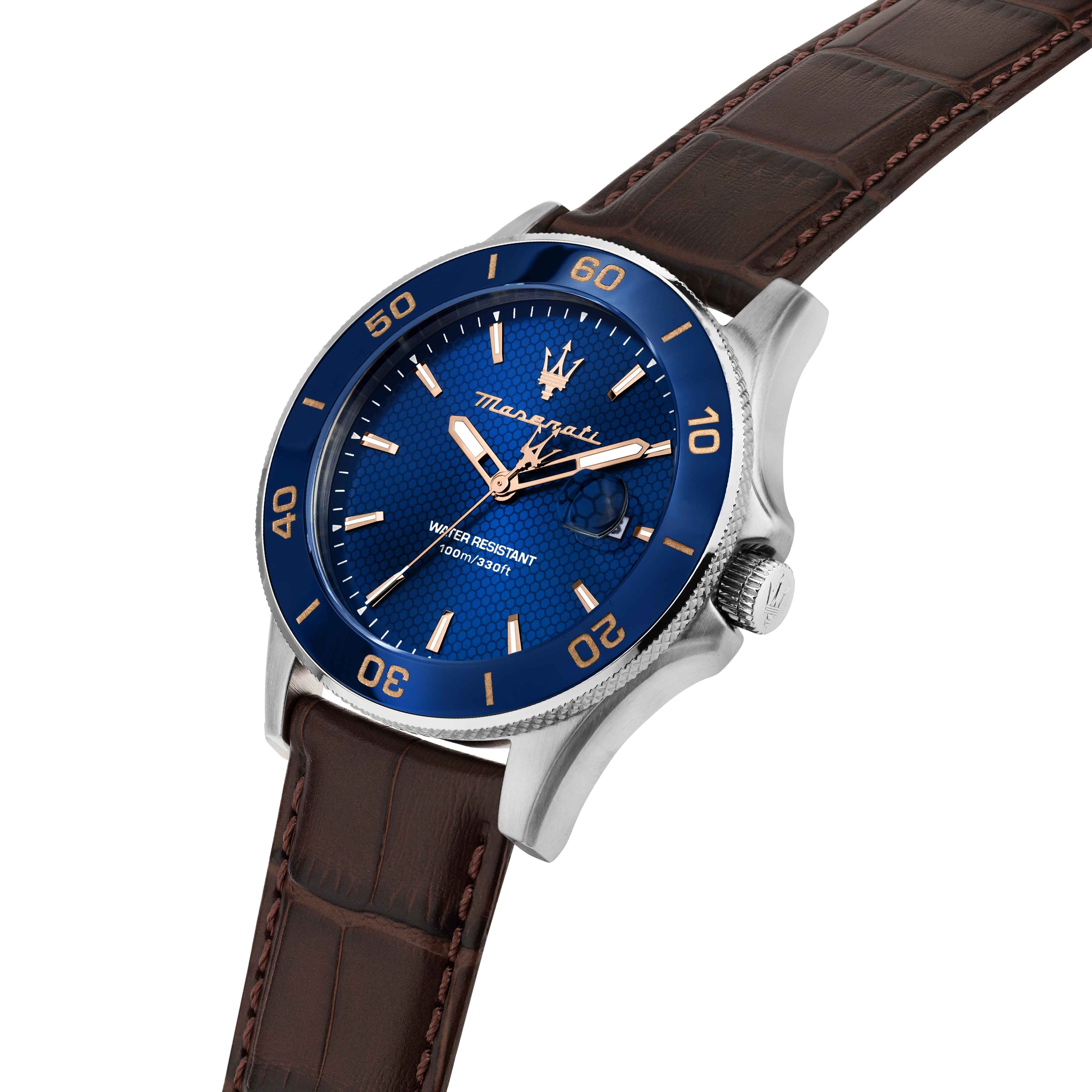 Orologio Uomo Maserati Acciaio Satinato Quarzo Solo Tempo Blu Data R8851100004