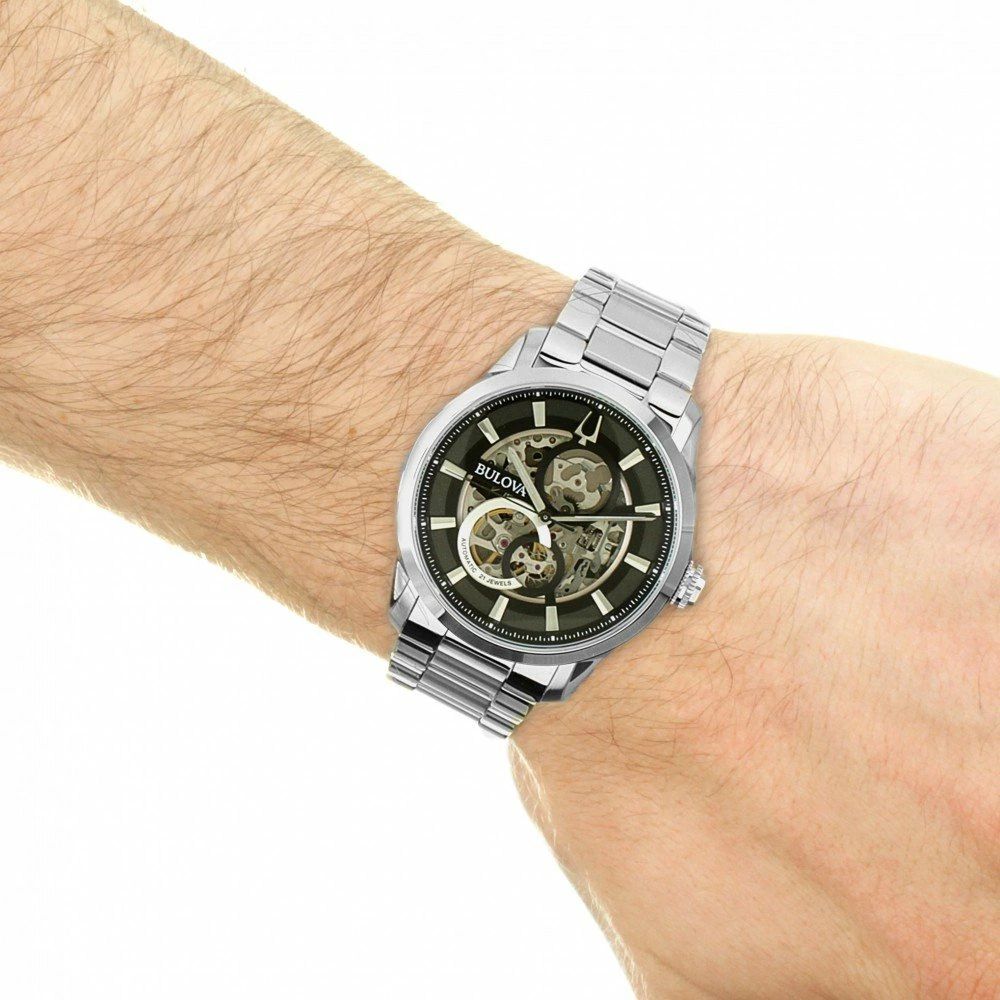 Orologio Uomo Bulova Automatico Sutton Skeleton Acciaio Satinato Lucido 96A208