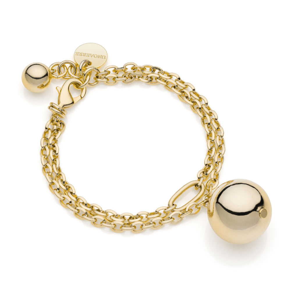 Bracciale Donna Unoaerre Bronzo Dorato Catena Anellini Sfera Pendente 549478