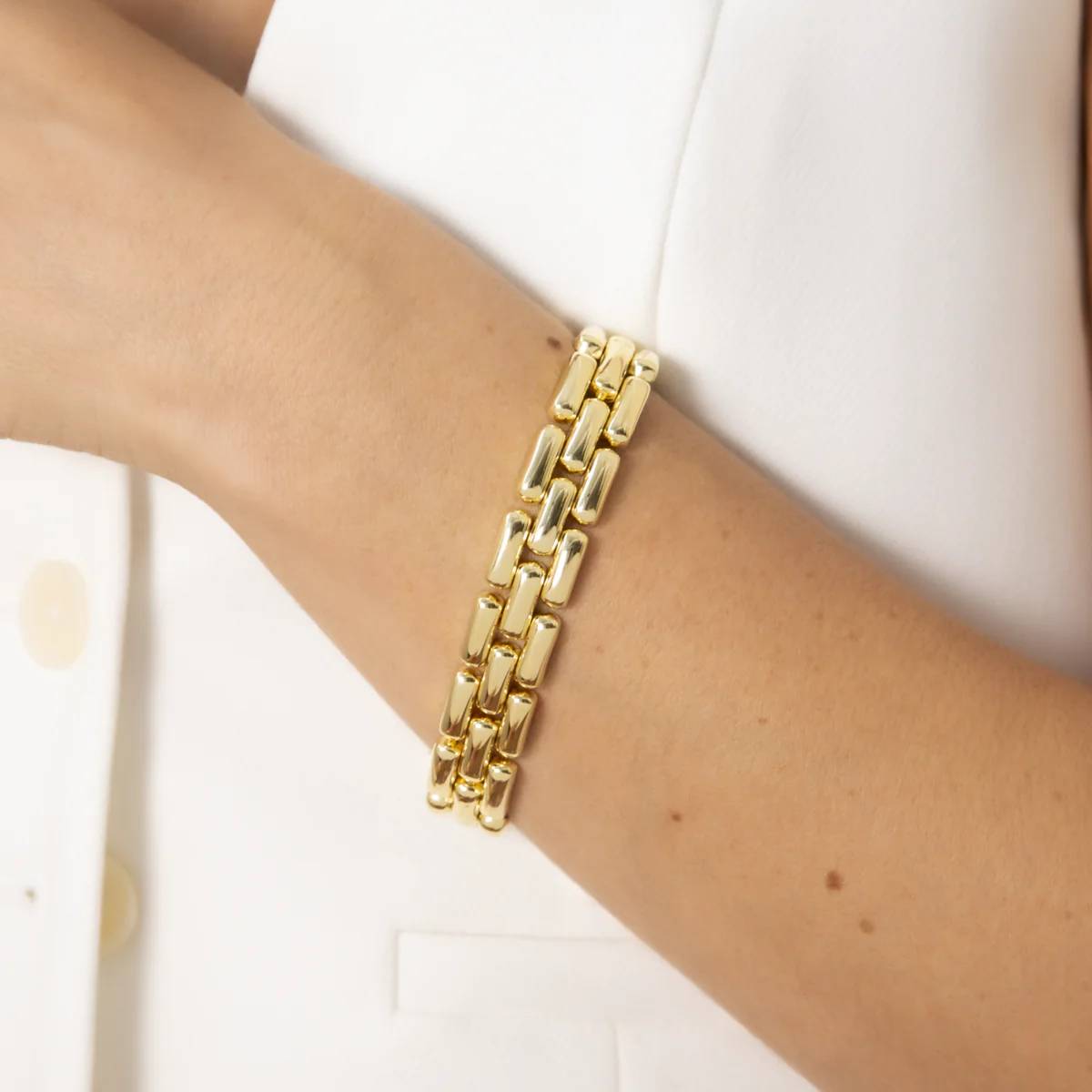 Bracciale Catena Pantera Superficie Liscia in lega placcata oro giallo 18kt  WSET00744.YG-19