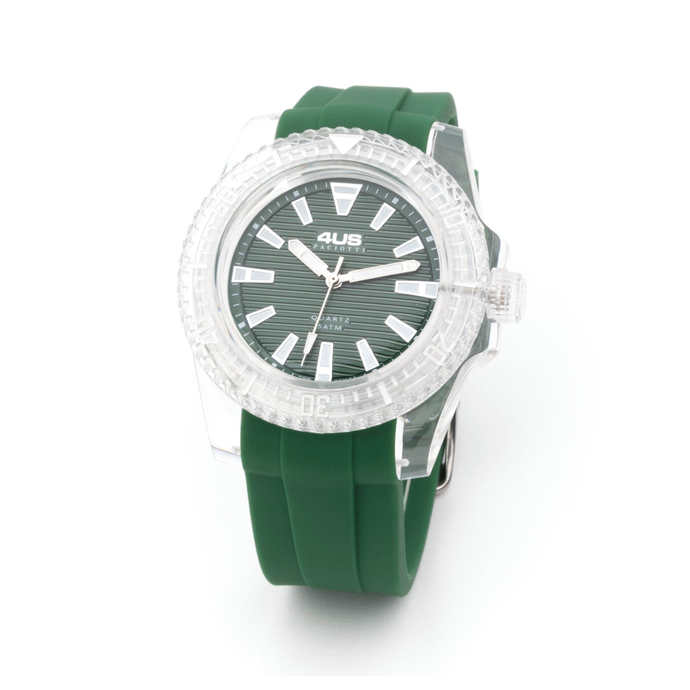 Orologio Uomo 4US Cesare Paciotti Quarzo Solo Tempo Silicone Verde T4ST376