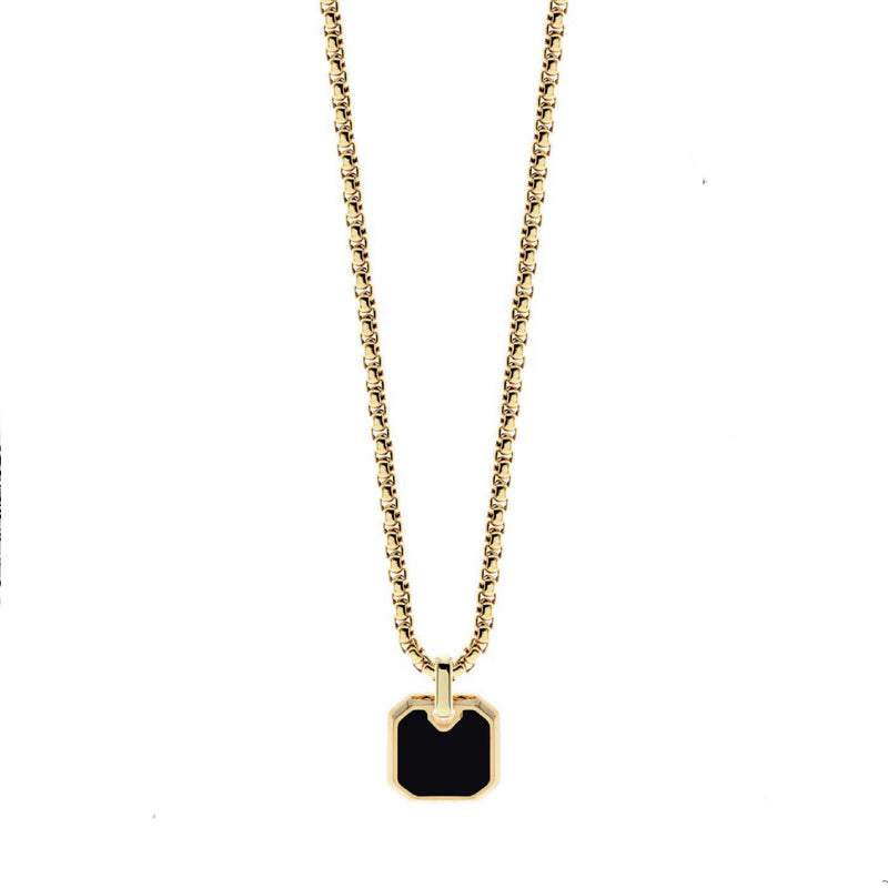 Collana Uomo Liu Jo Acciaio Dorato Pietra Onice Nero MLJ418