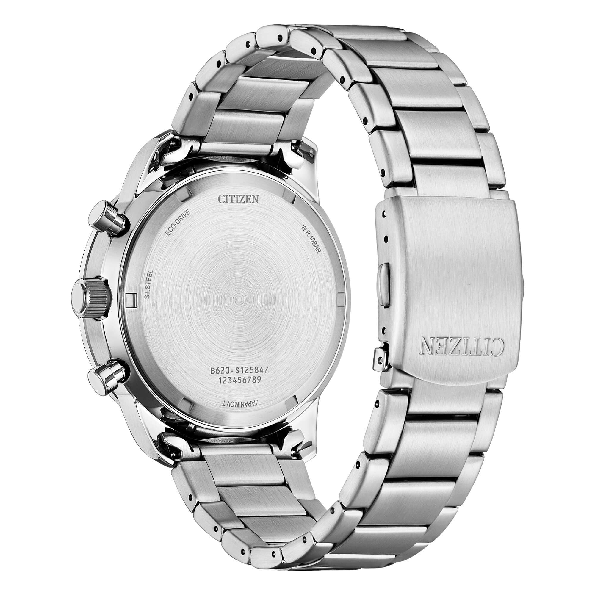 Orologio Uomo Citizen Eco-Drive Cronografo Acciaio Blu Nero CA4500-91L