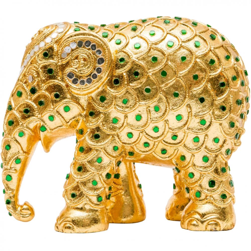 Scultura Elefante OnlyLux Ayutthaya Gold 20 cm Resina Dipinto A Mano 8858831245358