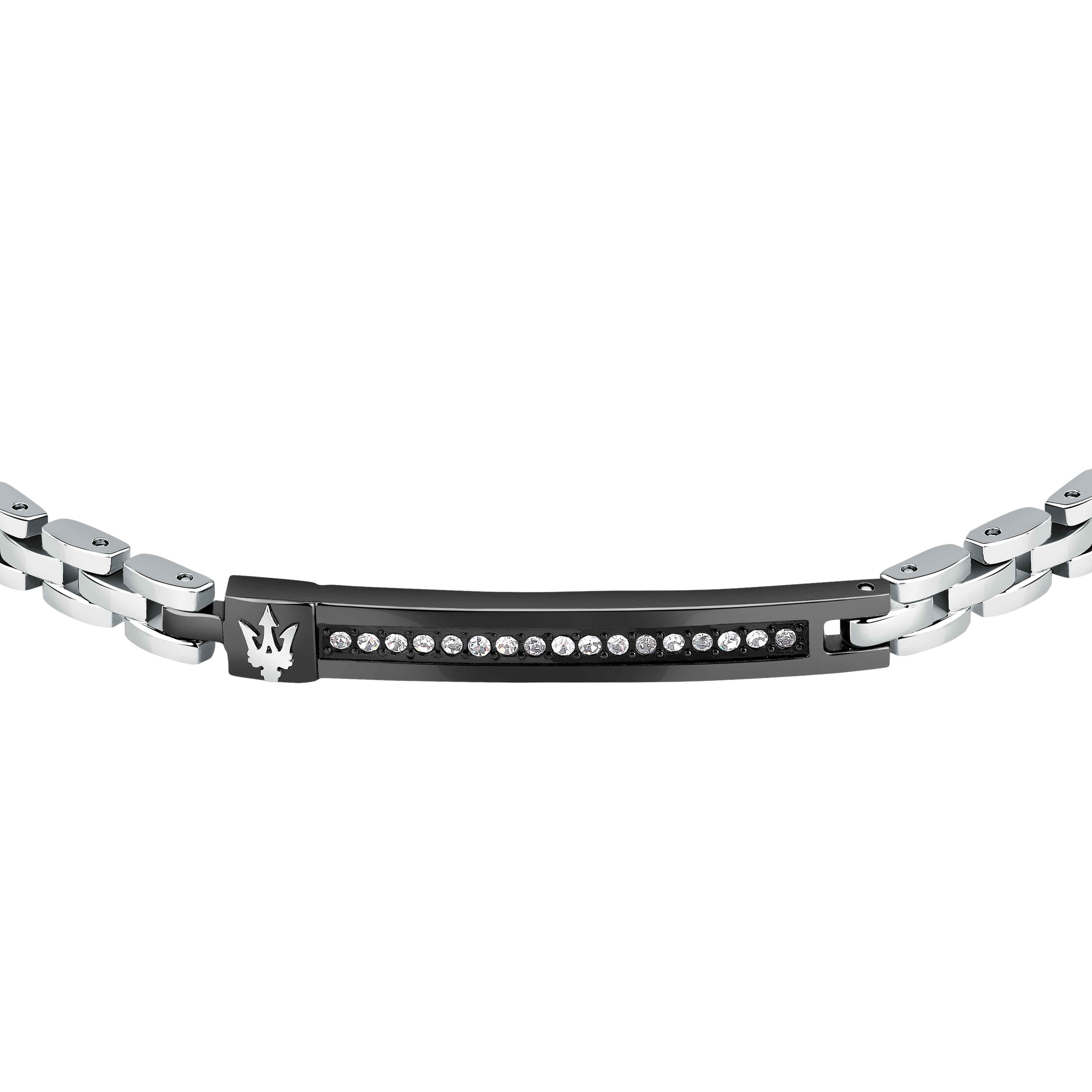 Bracciale Uomo Maserati Acciaio Blu Lucido Zirconi Bianchi Tridente JM424AVD58